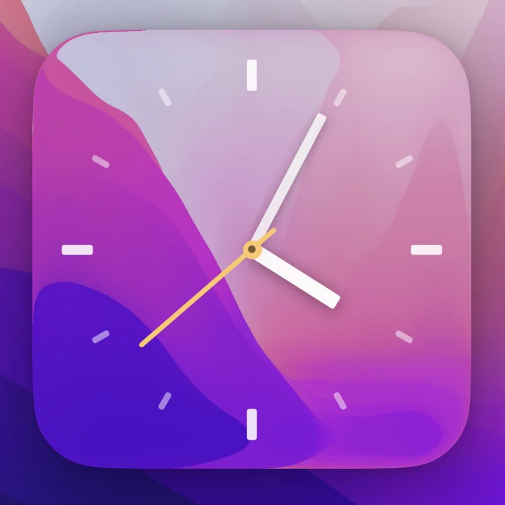 Bauhaus style analogue clock widget on a Mac lock screen