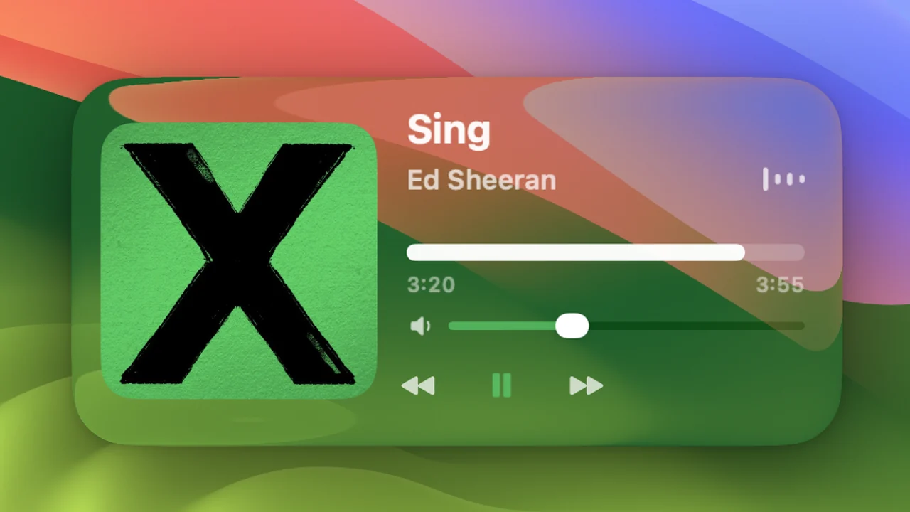 Now Playing widget in the inset style with the album cover set inside the glass panel
