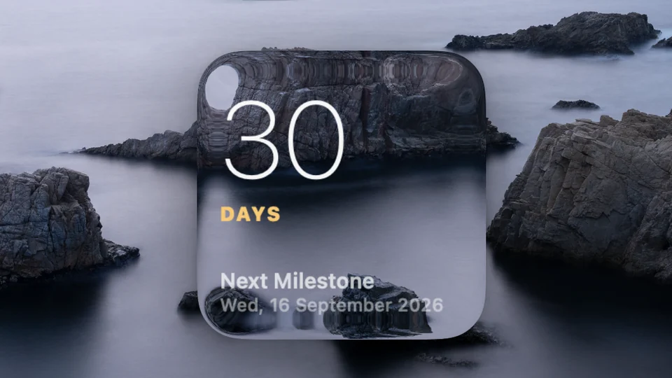 Countdown widget showing 30 days until the next milestone on a Mac lock screen