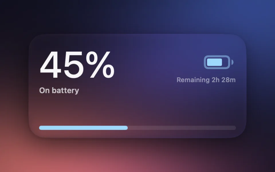 Battery widget at Medium size on a Mac lock screen