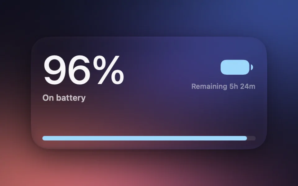 Battery widget at Medium size on a Mac lock screen