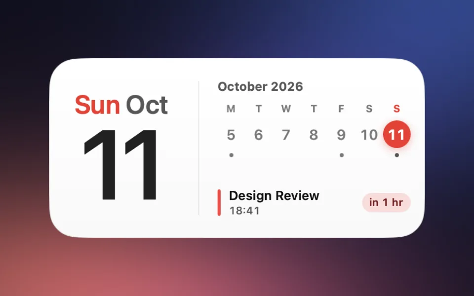 Calendar widget in the Date style at Medium size on a Mac lock screen
