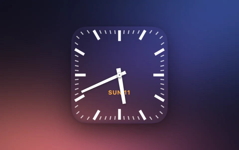 Clock widget in the Railway style at Small size on a Mac lock screen
