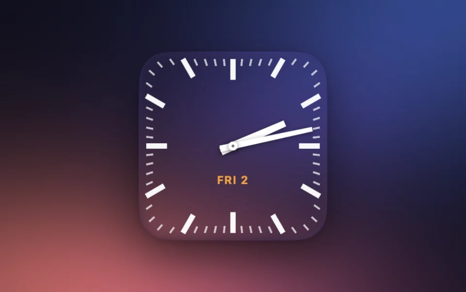Clock widget in the Railway style at Small size on a Mac lock screen