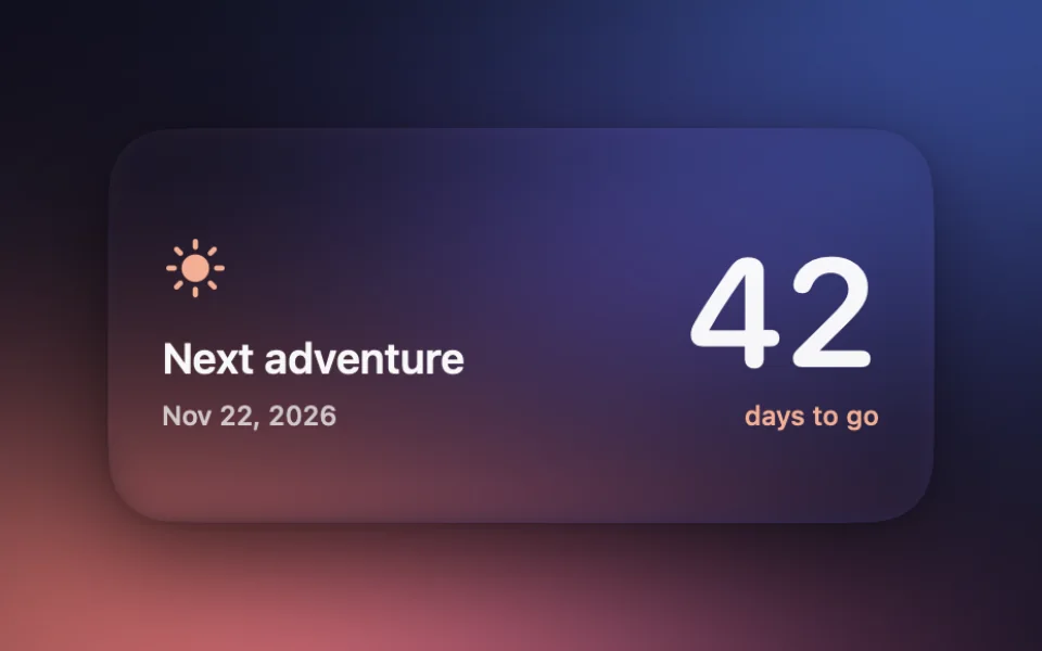 Countdown widget at Medium size on a Mac lock screen