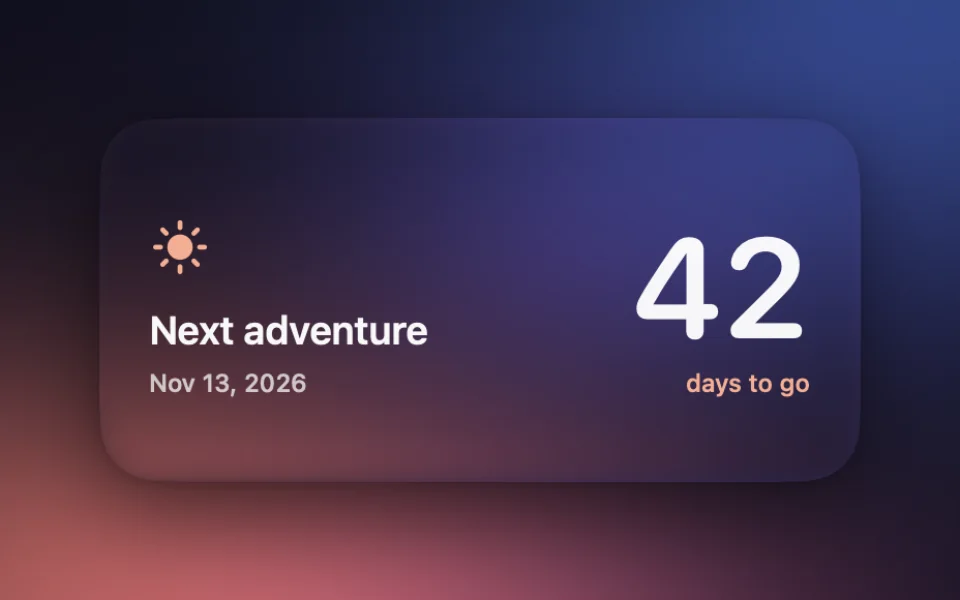 Countdown widget at Medium size on a Mac lock screen