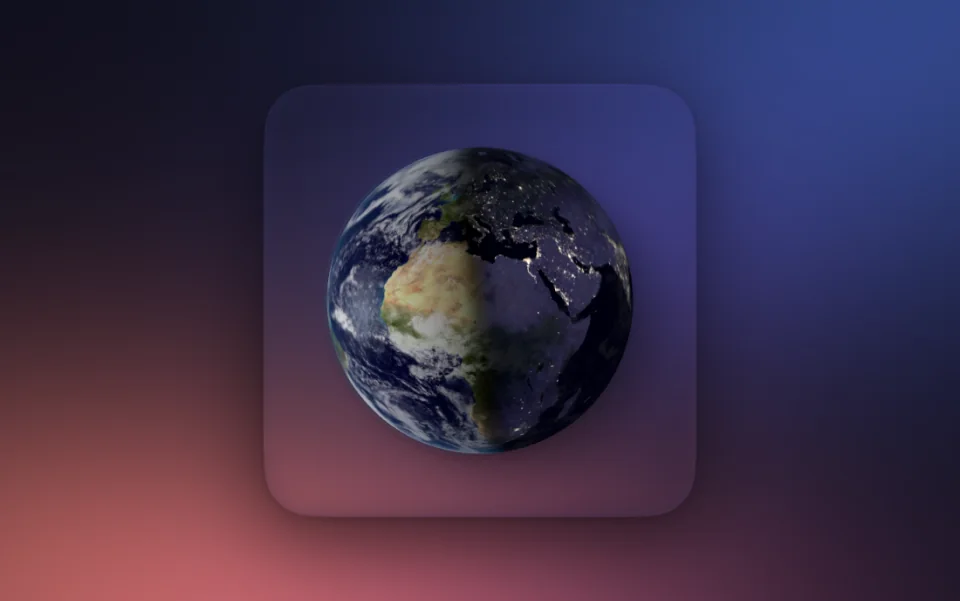 Earth widget at Large Square size on a Mac lock screen