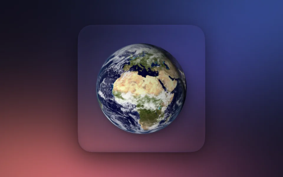 Earth widget at Large Square size on a Mac lock screen