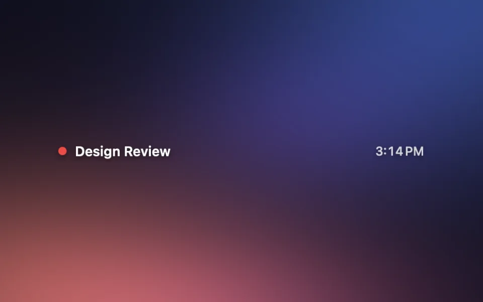 Next Event widget at Mini Bar size on a Mac lock screen