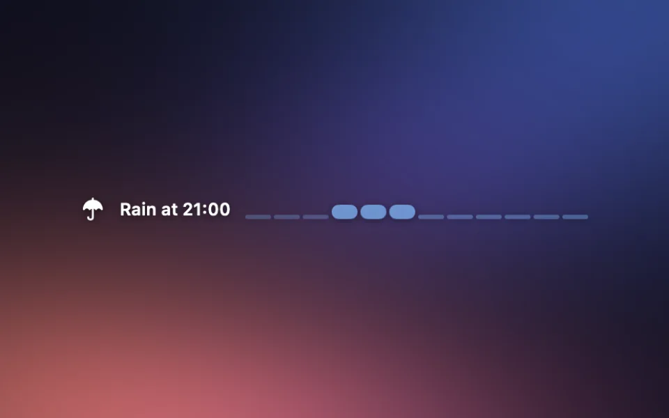 Rain Bar widget at Mini Bar size on a Mac lock screen