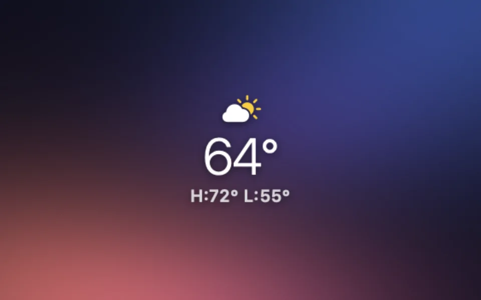 Temperature widget at Mini size on a Mac lock screen