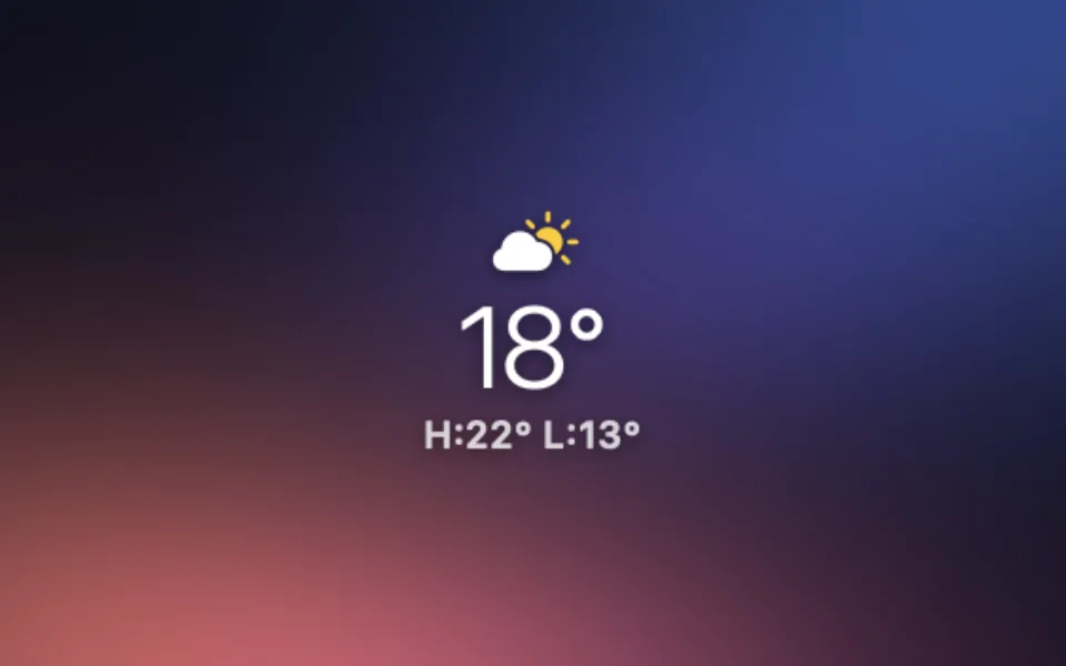 Temperature widget at Mini size on a Mac lock screen