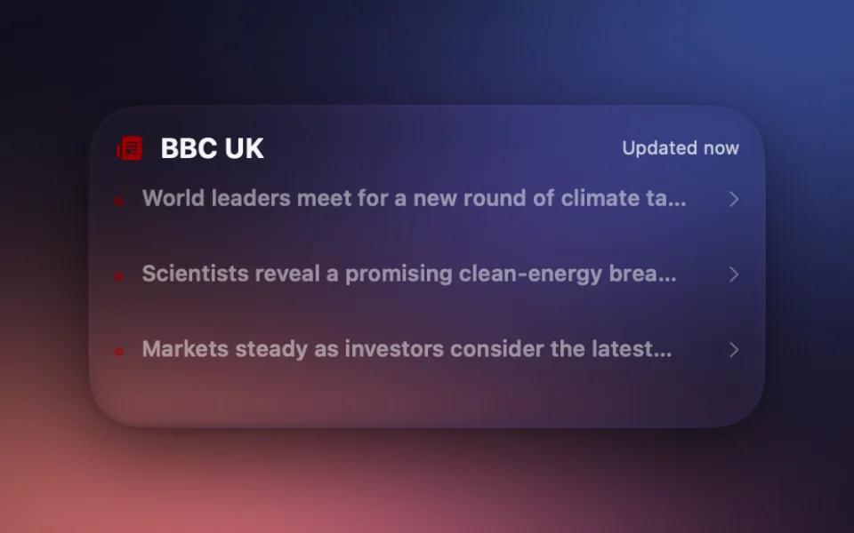 News widget at Medium size on a Mac lock screen