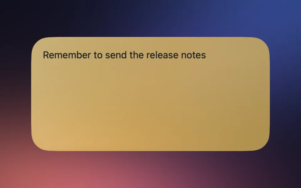 Sticky Note widget at Medium size on a Mac lock screen
